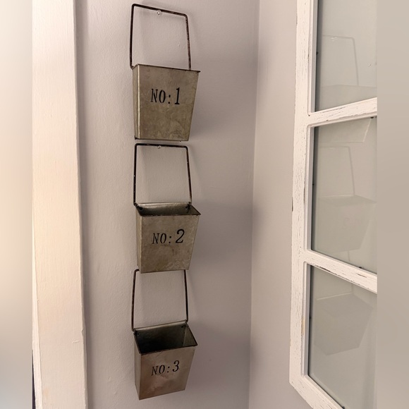 Other - Vintage Galvanized Metal Wall Bins-Set of 3